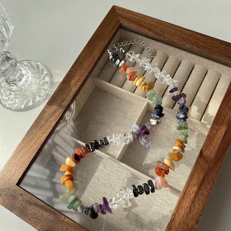 Vòng cổ Hạt Thủy Tinh Năm Màu Cá Tính Ngọt Ngào Cho Nữ