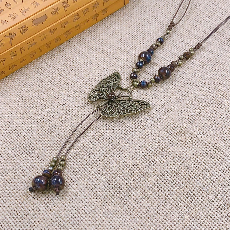 Vòng cổ Mặt Hình Bướm Phong Cách Dân Tộc Cổ Điển Cho Nữ