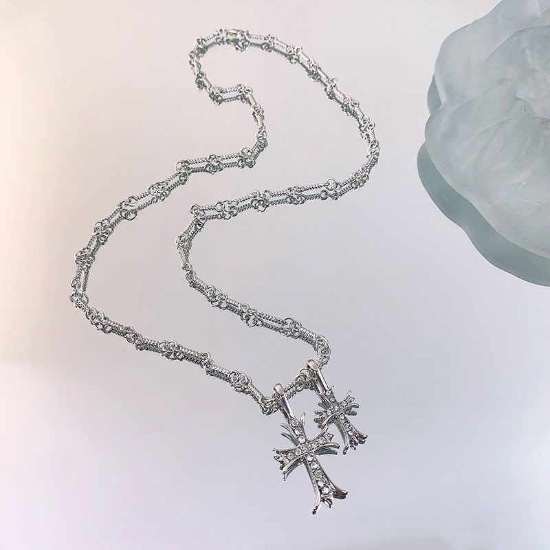 Vòng cổ Mặt Thánh Giá Đính Đá Kim Cương Toàn Diện Phong Cách Âu Mỹ Cho Cặp Đôi