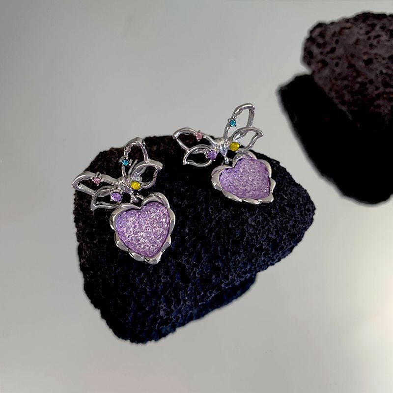 Vòng cổ Mặt Hình Trái Tim Màu Tím Mơ Mộng Dễ Thương Cao Cấp Cho Nữ