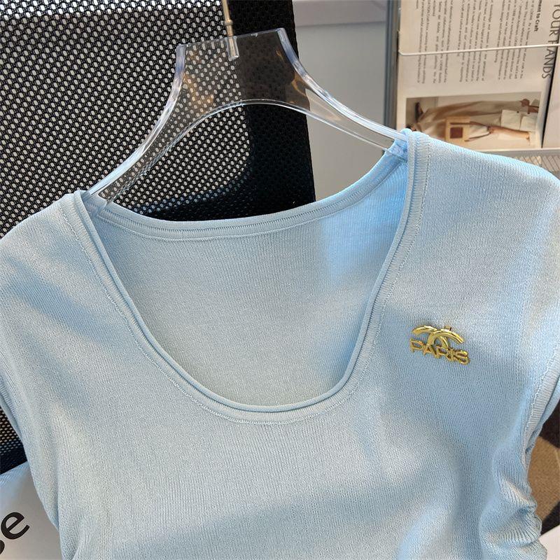 Áo sweater Dệt Kim Không Tay Dáng Ôm Màu Xanh Dương Xếp Ly Thời Trang Mùa Hè Hàng Mới Dành Cho Bạn Nữ