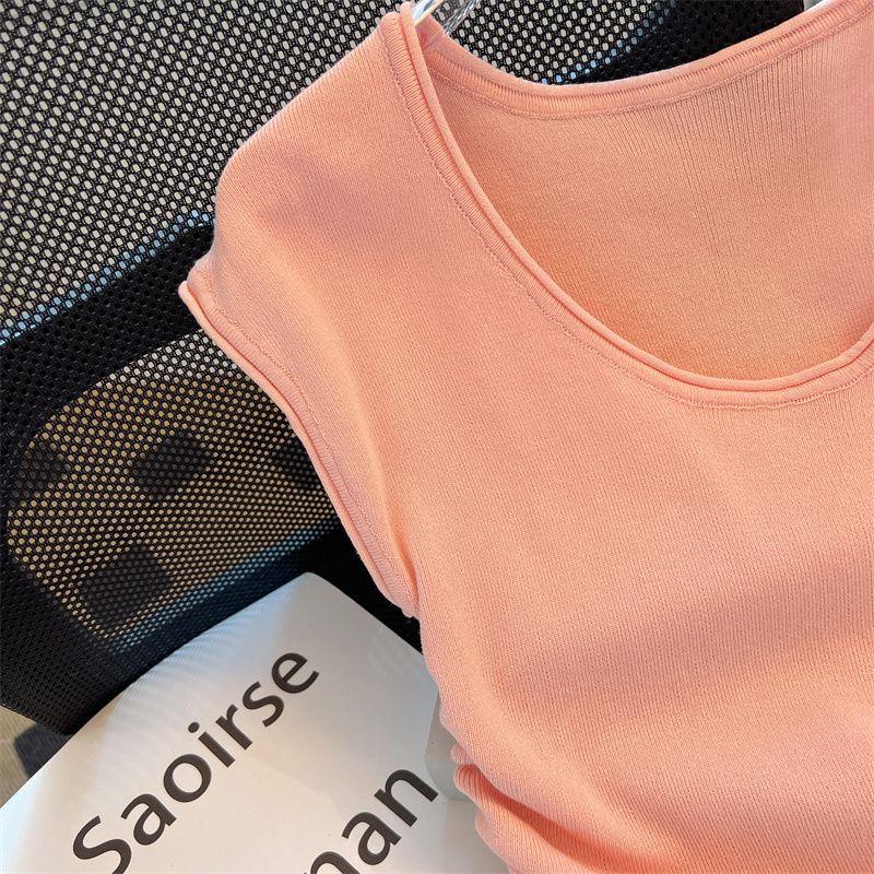 Áo sweater Dệt Kim Không Tay Dáng Ôm Màu Xanh Dương Xếp Ly Thời Trang Mùa Hè Hàng Mới Dành Cho Bạn Nữ