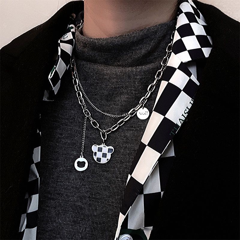 Vòng cổ Họa Tiết Kẻ Ô Phong Cách Hiphop Dành Cho Nam Và Nữ 2021