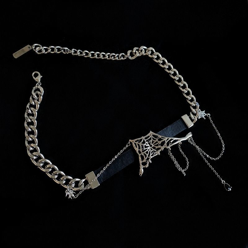 Vòng Cổ Choker Da Mặt Hình Nhện Phong Cách punk Cá Tính Cho Nữ