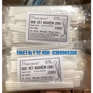 ❤️ Cây Que gòn Bông gòn tiệt trùng Bảo thạch,Que bông gòn xét nghiệm thí nghiệm Bảo Thạch gói 100 que,20 que, 5 que
