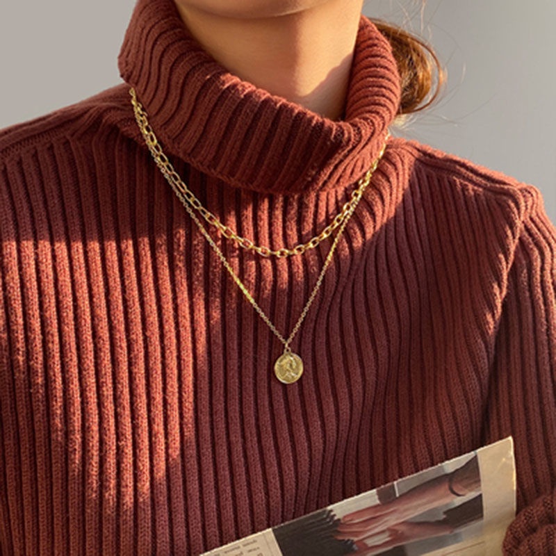 Vòng cổ Kim Loại Mặt Hình Chân Dung Phong Cách Âu Mỹ Sang Trọng Cho Nữ