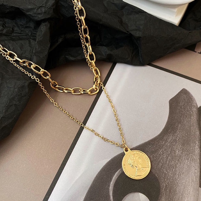 Vòng cổ Kim Loại Mặt Hình Chân Dung Phong Cách Âu Mỹ Sang Trọng Cho Nữ