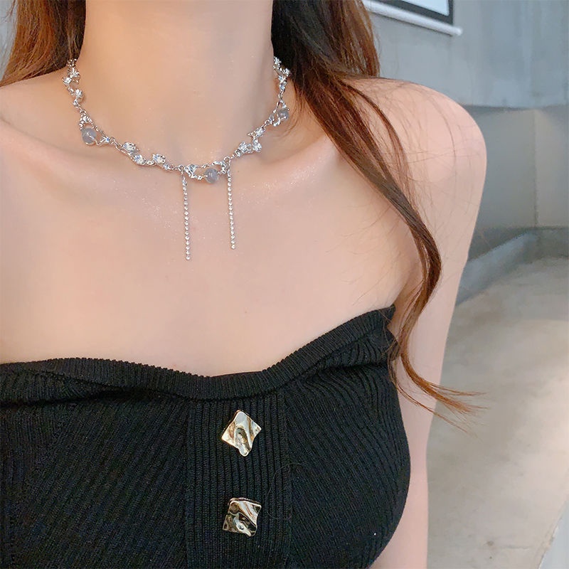 Vòng cổ Mặt Chữ Thập Đính Đá Zircon Phong Cách Ngọt Ngào Cho Nữ Se