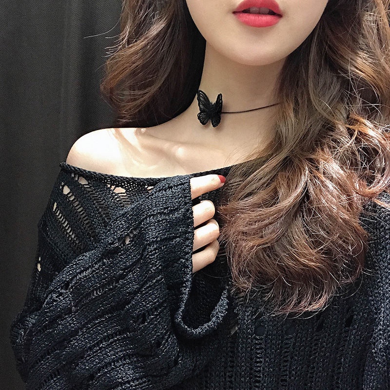 Vòng cổ Ngắn Mặt Hình Bướm Đơn Giản Phong Cách Hàn Quốc Cá Tính Cho Nữ