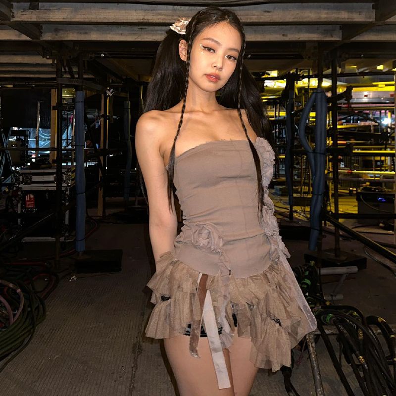 Kim Jenny Áo Ống Hoa Mùa Hè Nóng Bỏng Không Tay Buộc Dây Cho Nữ