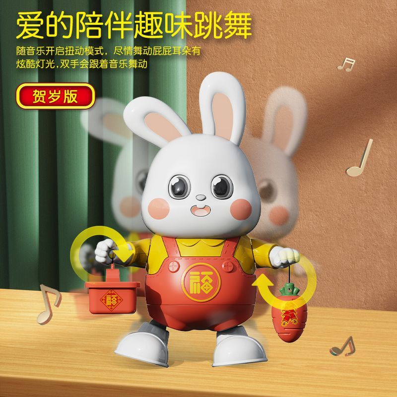 Đồ Chơi Thỏ Điện Tử Nhảy Múa Phát Ra Âm Thanh Vui Nhộn Cho Bé Dịp Năm Mới❤6.29
