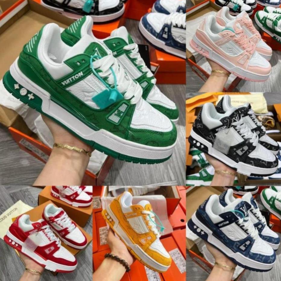 Giày Thể Thao LV Trainer Black White Nam Nữ, Giày LV Xanh Lá, xanh than, Đen Các Màu Hót Siêu Chất