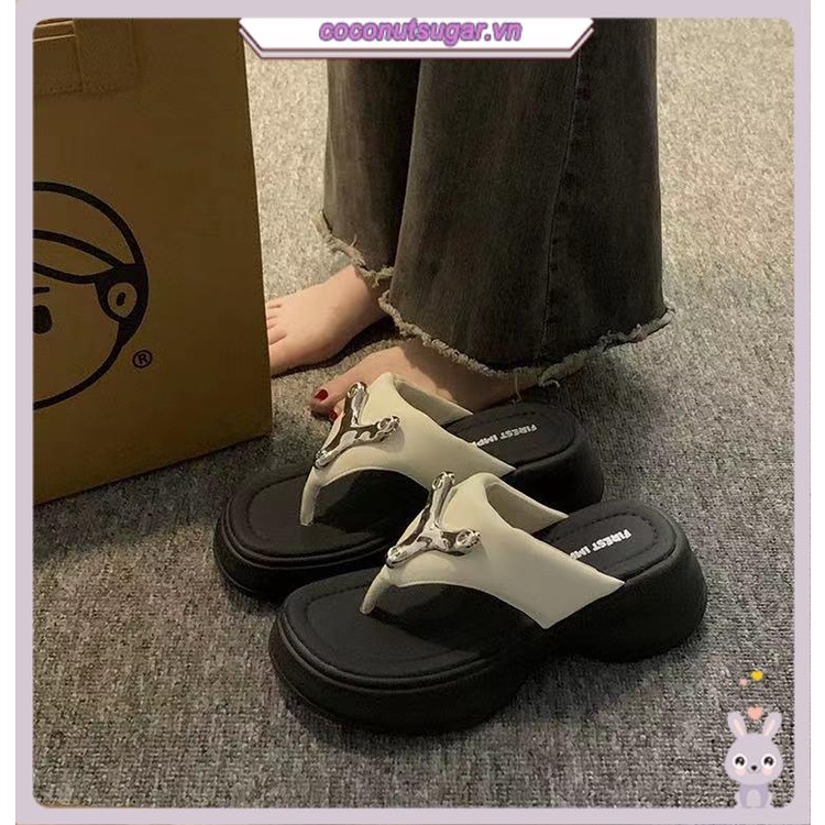 Dép Xỏ Ngón Đế Dày Phong Cách Retro Thời Trang