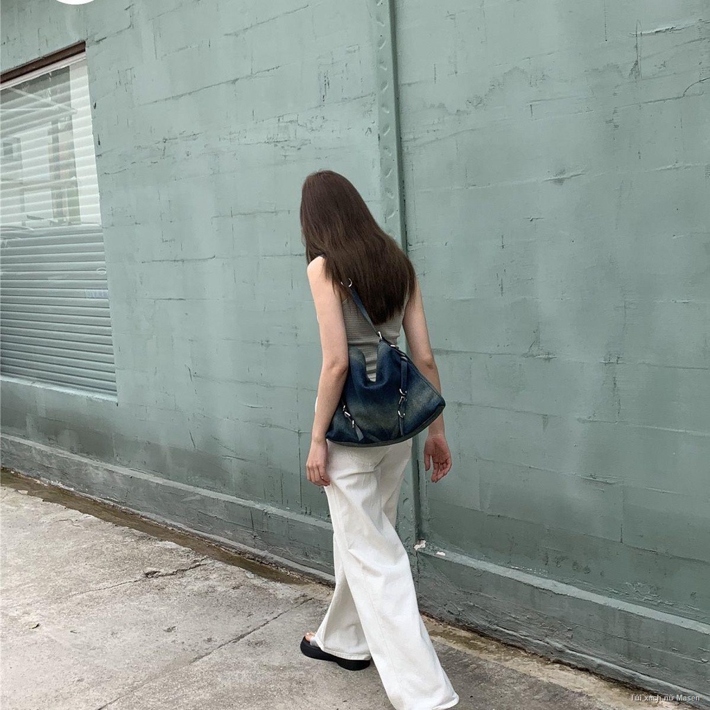 Order💯💢Túi Đeo Vai Denim Phong Cách Retro Túi Tote Dung Tích Lớn Túi Sát Nách Túi Nữ