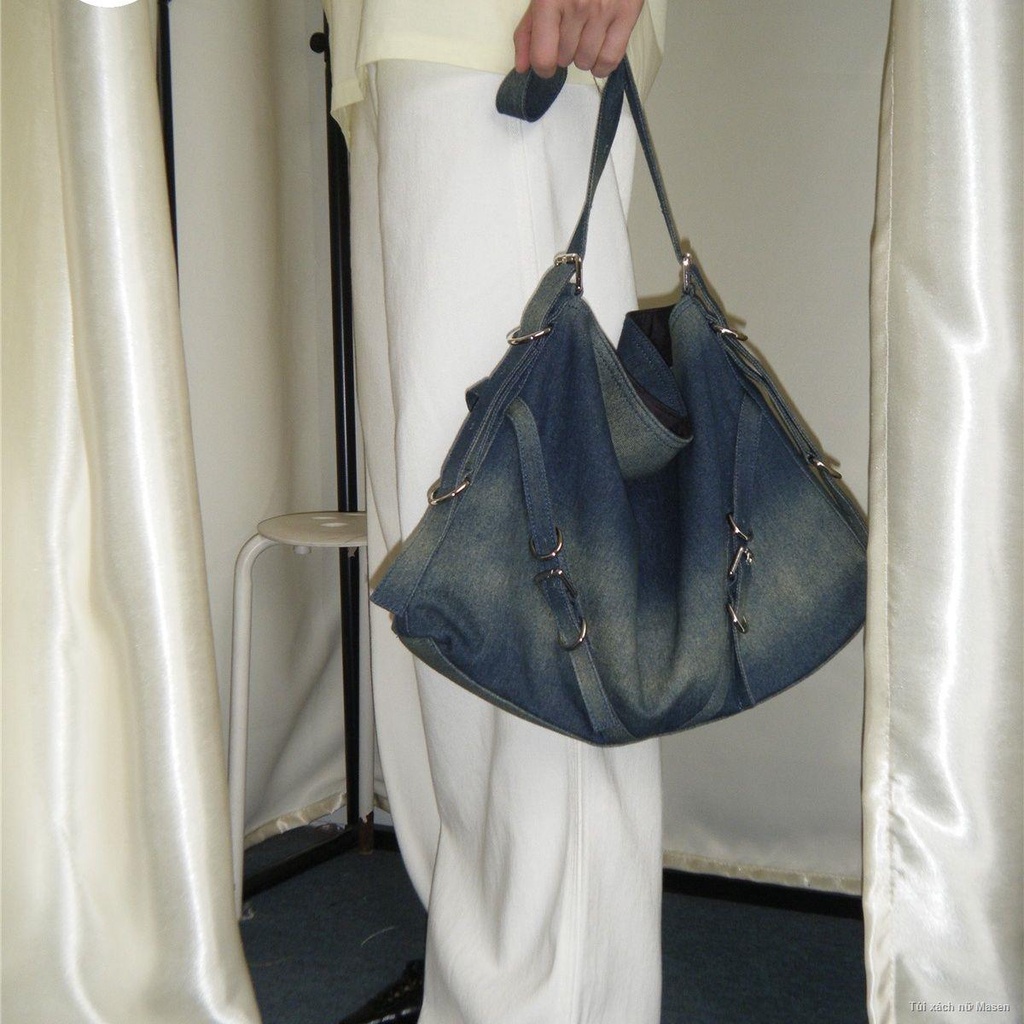 Order💯💢Túi Đeo Vai Denim Phong Cách Retro Túi Tote Dung Tích Lớn Túi Sát Nách Túi Nữ