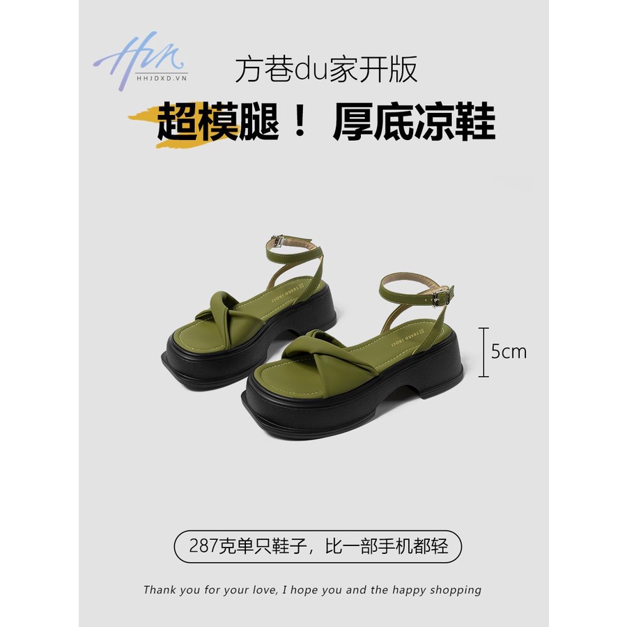 Giày Sandal Đế Xuồng Dày Hở Ngón Mùa Hè 2023 Hợp Thời Trang Mới Kiểu Pháp Dễ Phối Đồ Cho Nữ
