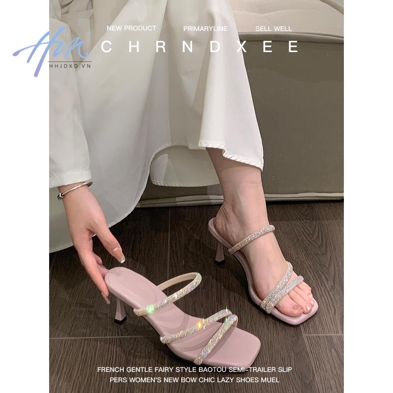 Dép Cao Gót Đính Đá Lấp Lánh Phong Cách Thời Trang Mùa Hè Mới Dành Cho Nữ