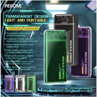 Sạc dự phòng 20000mah wekome wp-349 cục pin dự phòng trong suốt sạc nhanh pd 22.5w qc 3.0 đèn led