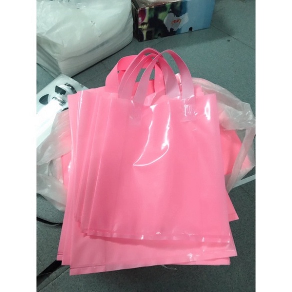 0,5kg - 1kg Túi Đựng Hàng Hồng Pastel Nilong PE Dẻo Có Quai Xách - Túi Ni Lông Tuidunghang Bóng Đẹp Dẻo Dai