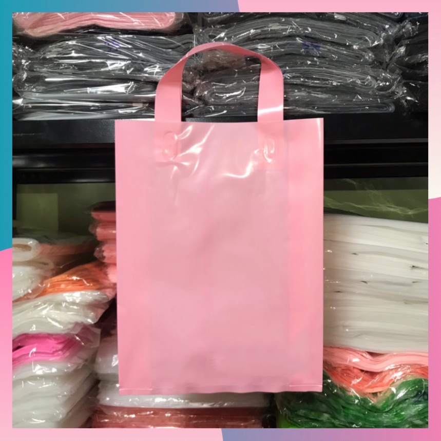0,5kg - 1kg Túi Đựng Hàng Hồng Pastel Nilong PE Dẻo Có Quai Xách - Túi Ni Lông Tuidunghang Bóng Đẹp Dẻo Dai