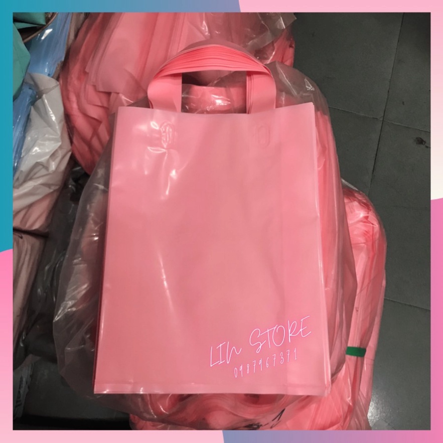 0,5kg - 1kg Túi Đựng Hàng Hồng Pastel Nilong PE Dẻo Có Quai Xách - Túi Ni Lông Tuidunghang Bóng Đẹp Dẻo Dai