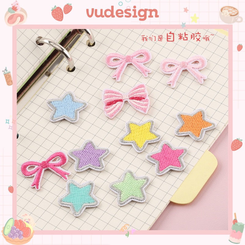 Sticker Dán Vải, Sticker Ủi Thêu Quần Áo, Balo Hình Nơ Và Ngôi Sao Màu Pastel Xinh Xắn Vudesign