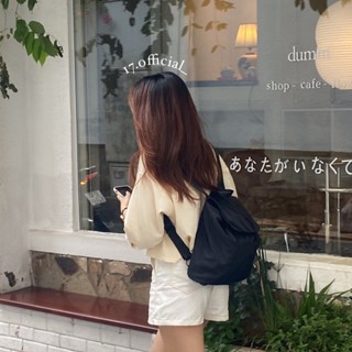 JONA BACKPACK Balo mini vải dù đơn giản Hàn quốc có nắp đậy dây rút cá tính dành cho nữ