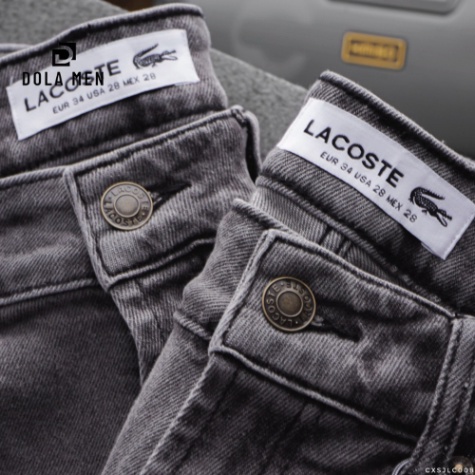 Quần Short Jean nam LACOSTE MÀU XÁM WAS logo cá sấu thêu 2 túi trước 2 túi sau CÓ BIG SIZE Hàng Xịn Cao Cấp Dolamen