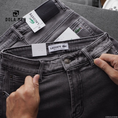 Quần Short Jean nam LACOSTE MÀU XÁM WAS logo cá sấu thêu 2 túi trước 2 túi sau CÓ BIG SIZE Hàng Xịn Cao Cấp Dolamen