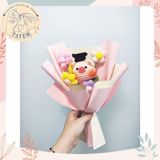 Bó hoa heo len tốt nghiệp , gấu ..vv mix daisy dễ thương..vv bằng len handmade