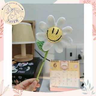 Cành hoa cúc mặt cười dễ thương bằng len | hoa len handmade