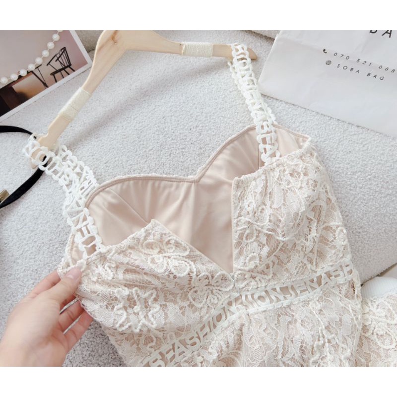 Đầm ren midi 2 dây