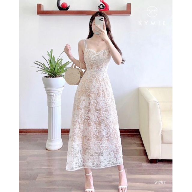 Đầm ren midi 2 dây