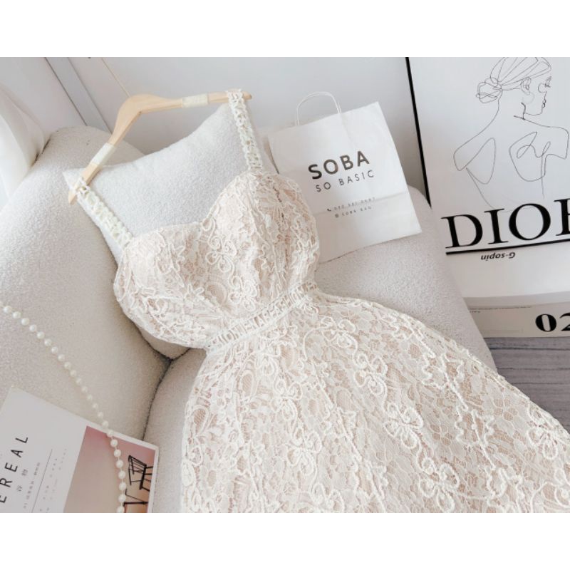 Đầm ren midi 2 dây