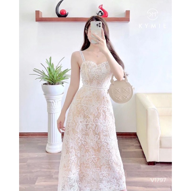 Đầm ren midi 2 dây