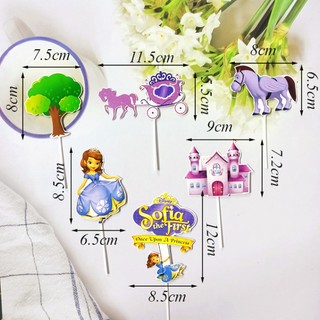Phụ kiện bánh kem set cắm giấy công chúa sophia tím