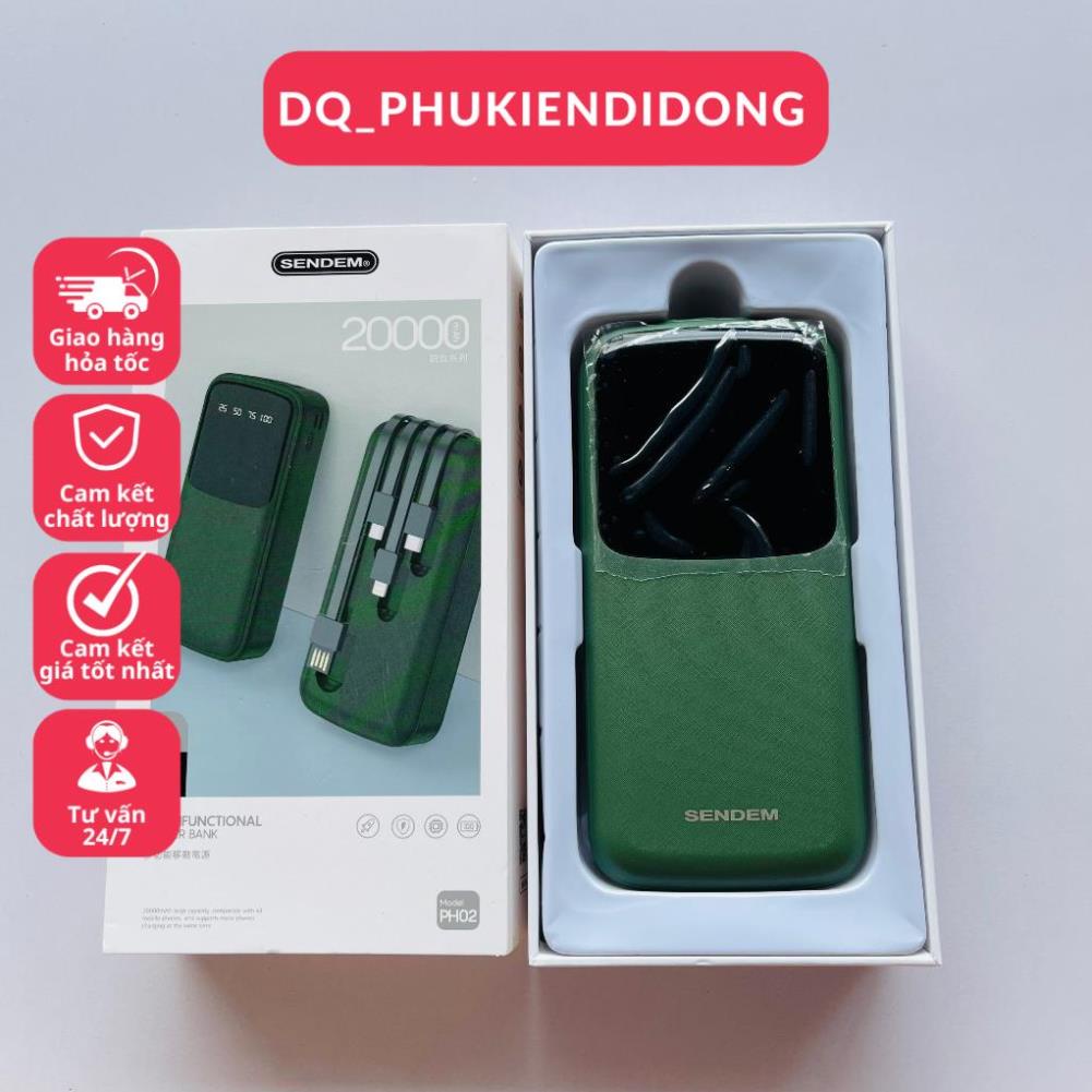 Pin Sạc Dự Phòng Mầu Xanh Pho2 20000 Mah, Power Bank, Mặt Kính Hiển Thị % Pin Rõ Nét Chính Hãng Sẵn Dây Tiện Lợi, Dq