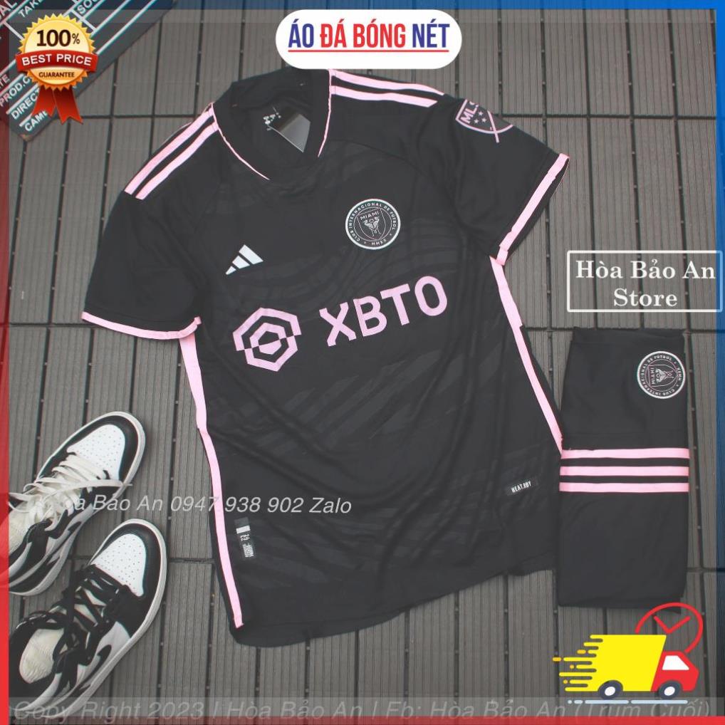 Set Bộ Thể Thao Nam Quần Áo Đá Banh Inter Miami 2024 Màu Đen mùa giải mới - Chuẩn Mẫu Thi Đấu - Vải Polyester Gai Thái