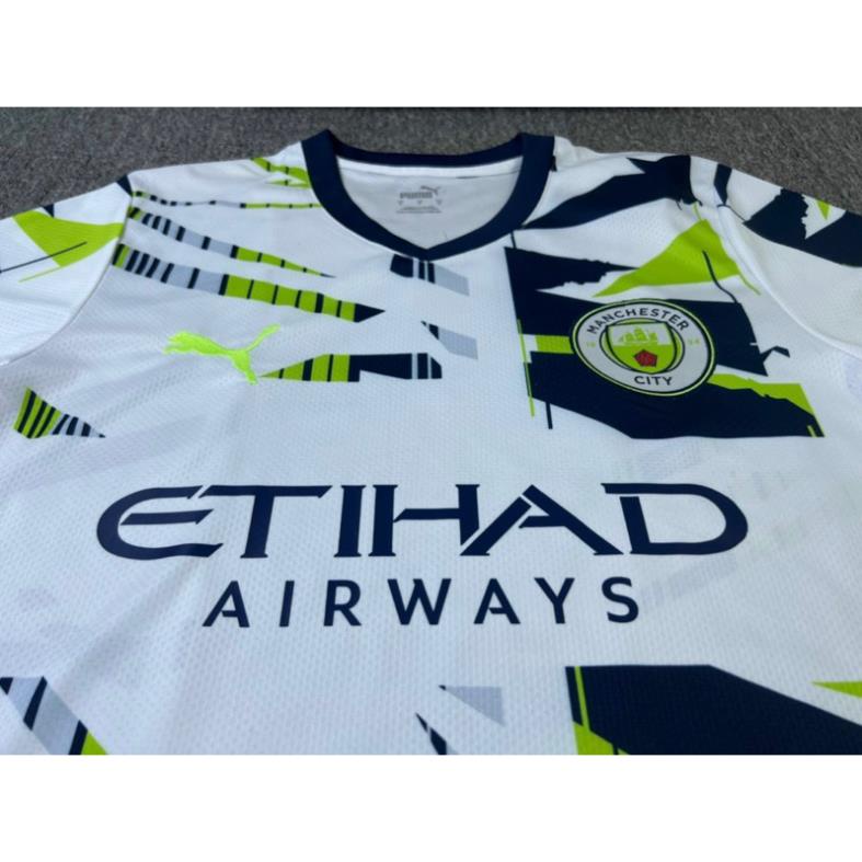 Set Bộ Quần Áo CLb Mancity Sân Nhà - Sân Khách Mẫu 2024 Màu Trắng Quần Than - Vải Thái Chuẩn Thi Đấu Quốc tế