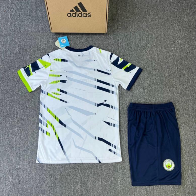 Set Bộ Quần Áo CLb Mancity Sân Nhà - Sân Khách Mẫu 2024 Màu Trắng Quần Than - Vải Thái Chuẩn Thi Đấu Quốc tế