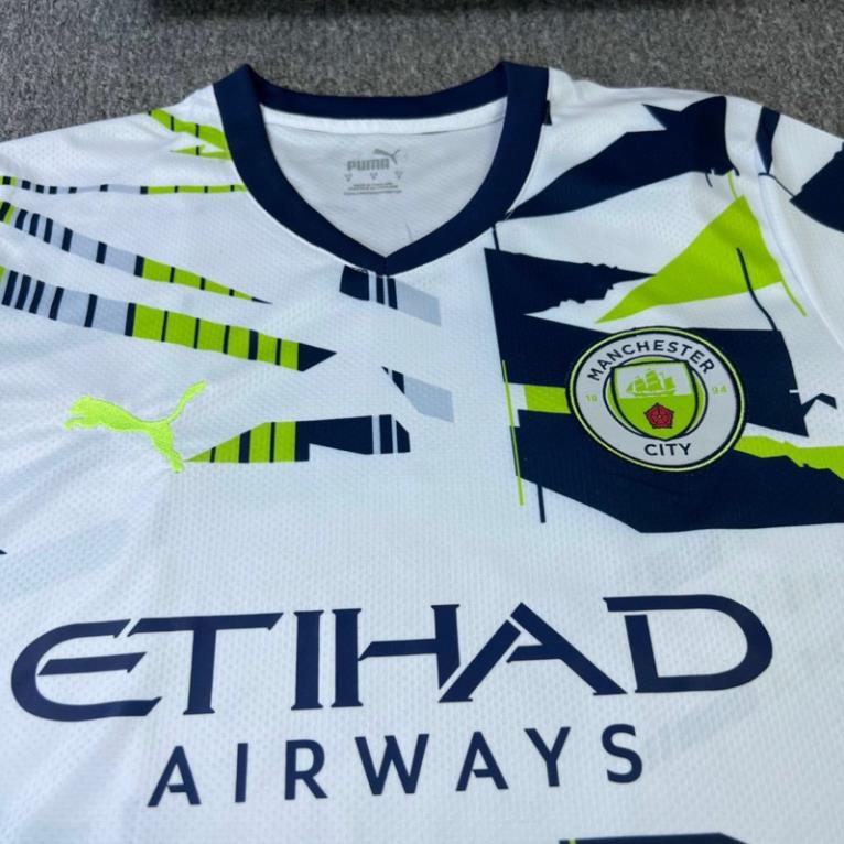 Set Bộ Quần Áo CLb Mancity Sân Nhà - Sân Khách Mẫu 2024 Màu Trắng Quần Than - Vải Thái Chuẩn Thi Đấu Quốc tế