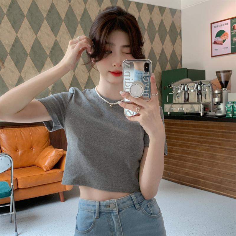 Jiashucheng Áo Thun Ngắn Tay Hở Lưng Thiết Kế Độc Đáo Thời Trang Mùa Hè Cho Nữ