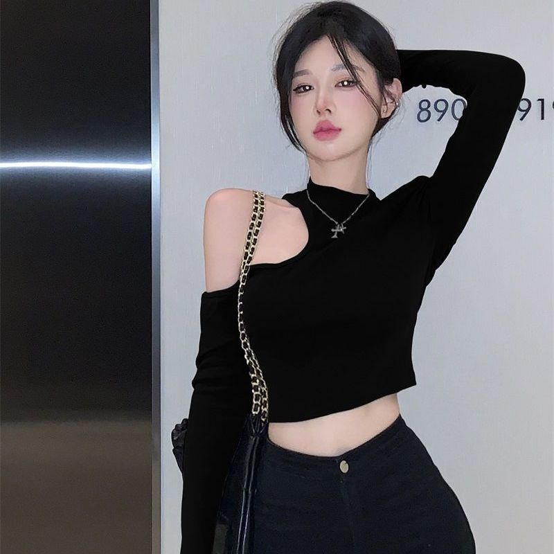 Jiashucheng Áo Thun Tay Dài Hở Vai Thời Trang Mùa Thu Quyến Rũ Cho Nữ