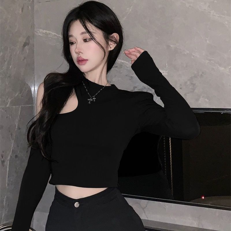 Jiashucheng Áo Thun Tay Dài Hở Vai Thời Trang Mùa Thu Quyến Rũ Cho Nữ