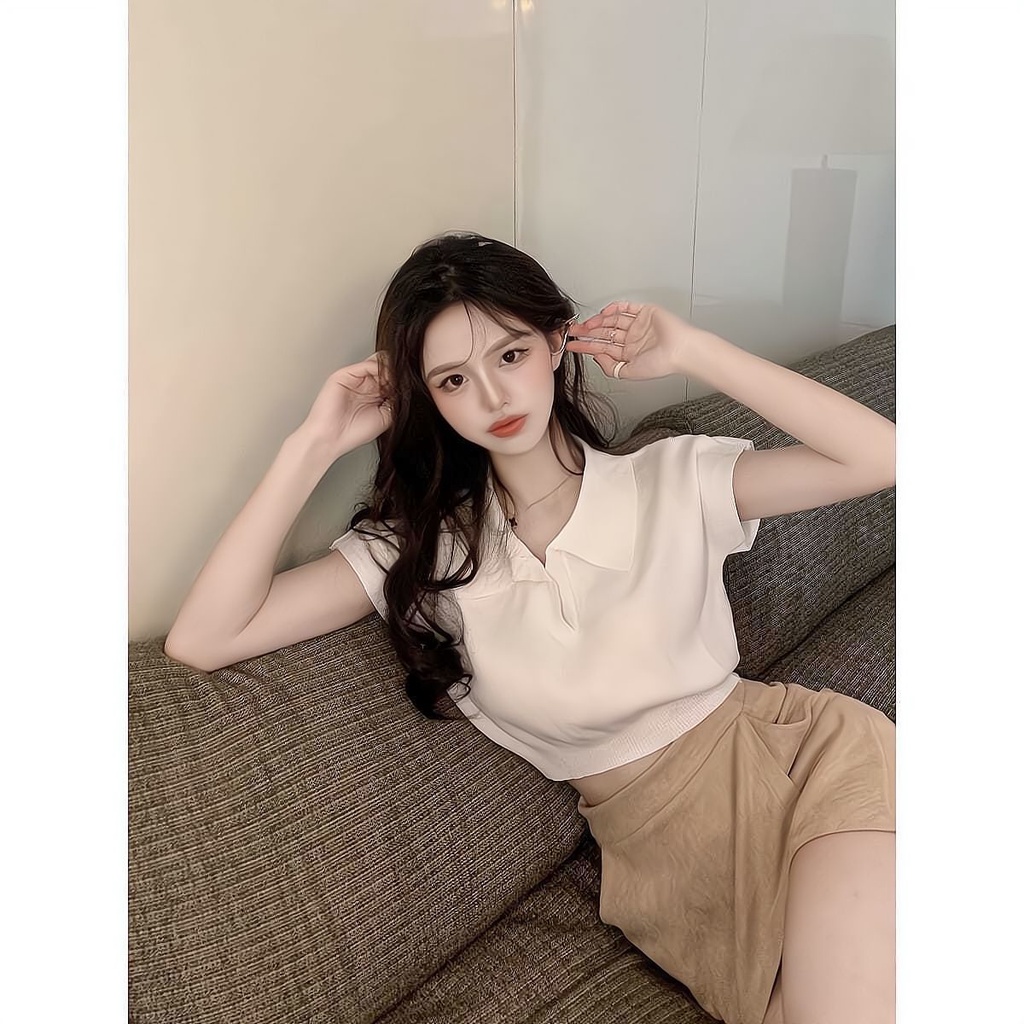 Jiashucheng Áo Thun Dệt Kim Tay Ngắn Màu Sắc Thời Trang Mùa Hè Cho Nữ