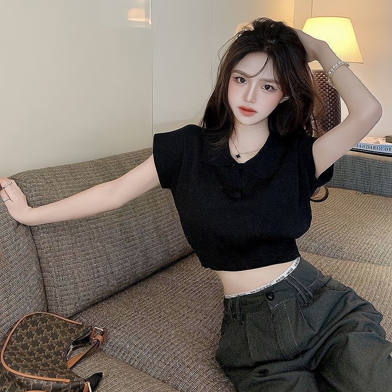 Jiashucheng Áo Thun Dệt Kim Tay Ngắn Màu Sắc Thời Trang Mùa Hè Cho Nữ