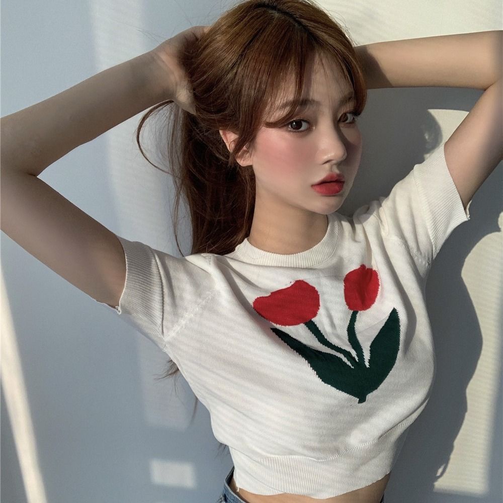 Jiashucheng Quần Áo Mùa Hè Mỏng Vừa Vặn Với Họa Tiết Thêu Hoa Ne Tròn Jiashucheng Phong Cách Mới