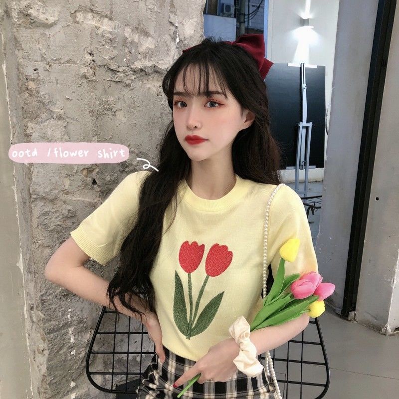 Jiashucheng Quần Áo Mùa Hè Mỏng Vừa Vặn Với Họa Tiết Thêu Hoa Ne Tròn Jiashucheng Phong Cách Mới