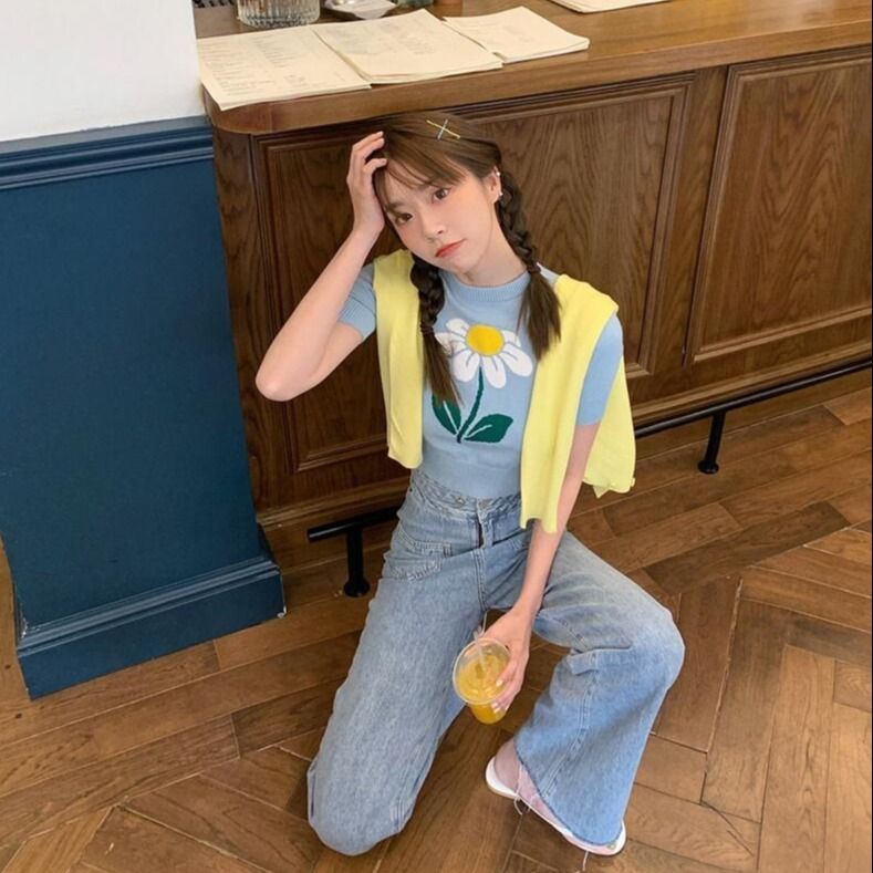 Jiashucheng Quần Áo Mùa Hè Mỏng Vừa Vặn Với Họa Tiết Thêu Hoa Ne Tròn Jiashucheng Phong Cách Mới