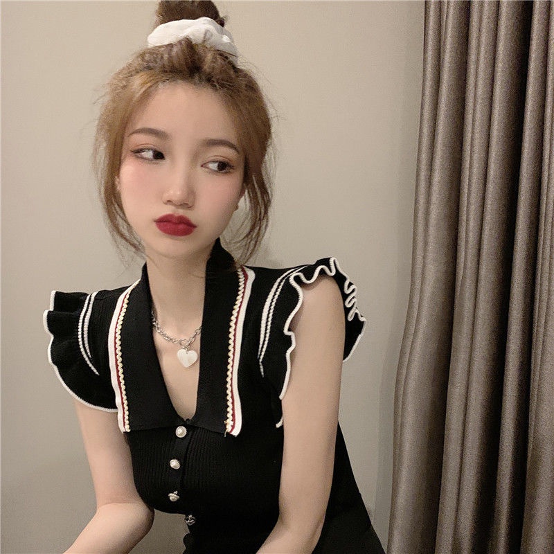 Jiashucheng Áo Thun Polo Dệt Kim Không Tay Dáng Ngắn Thời Trang Mùa Hè Hàng Mới Dành Cho Bạn Nữ